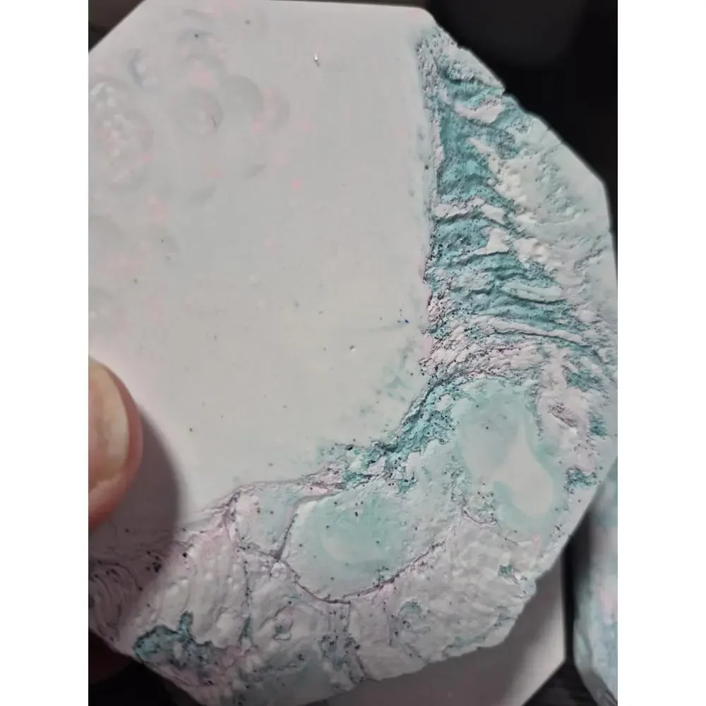 4 Teal/Pink White Marbled Eco Resin Stone Look Hexagon Coasters 4” Handmade